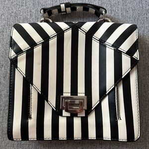 ZARA Black & White striped top handle bag